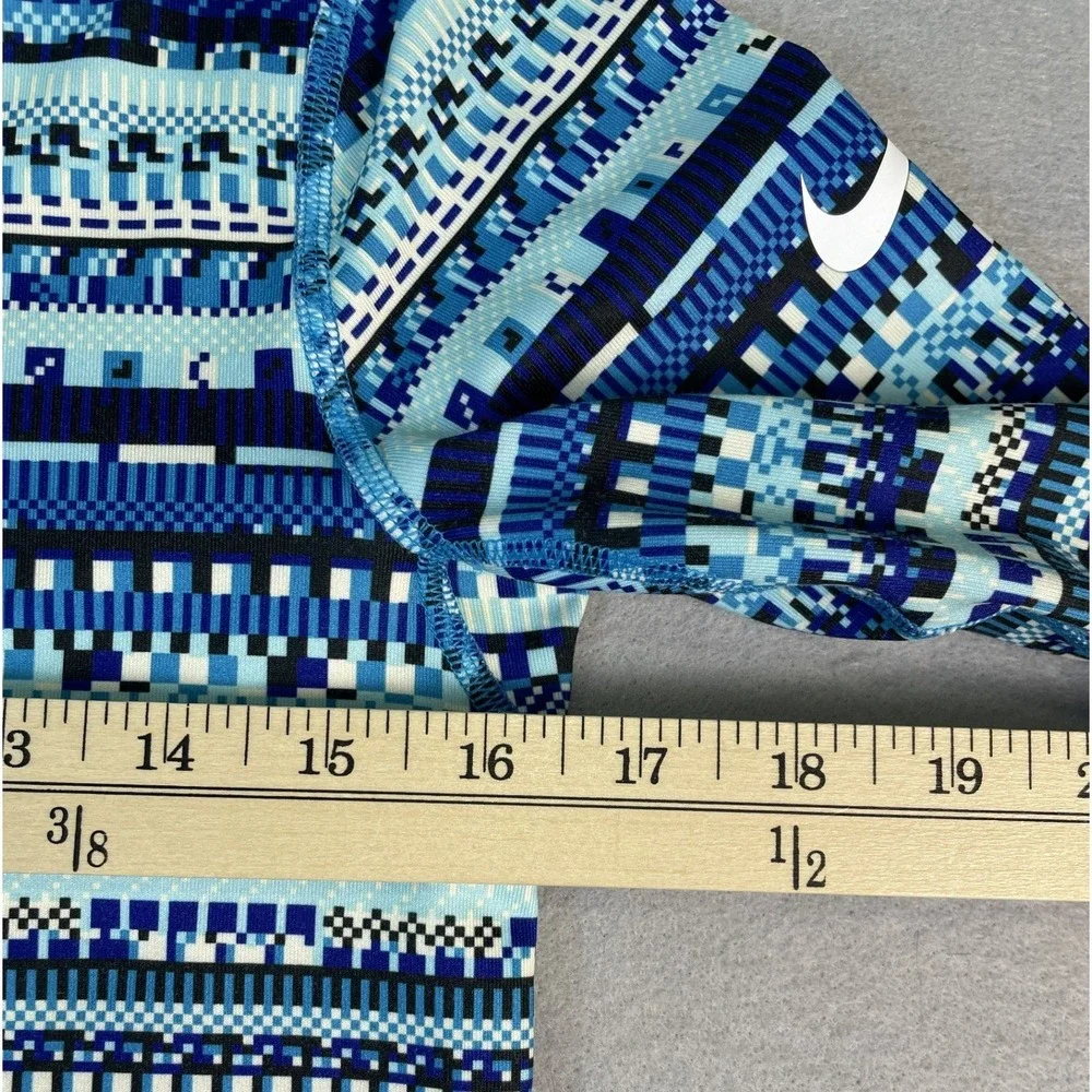 Nike Pullover Women M Blue Pro Dri-FIT Half Zip Geometric Digital Print Athletic